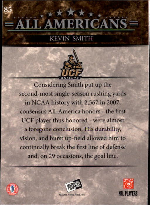 2008 Press Pass #85 Kevin Smith AA back image