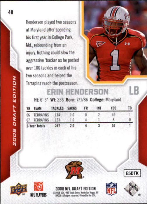 A2041- 2008 Upper Deck Draft Edition FB #s 1-250 -You Pick- 15+ FREE US SHIP - Picture 93 of 481