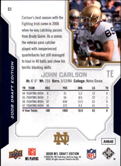 A2041- 2008 Upper Deck Draft Edition FB #s 1-250 -You Pick- 15+ FREE US SHIP - Picture 99 of 481
