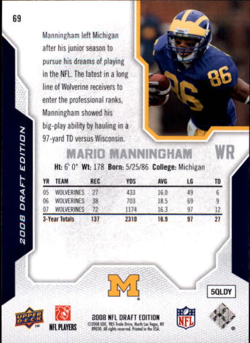 A2041- 2008 Upper Deck Draft Edition FB #s 1-250 -You Pick- 15+ FREE US SHIP - Picture 135 of 481