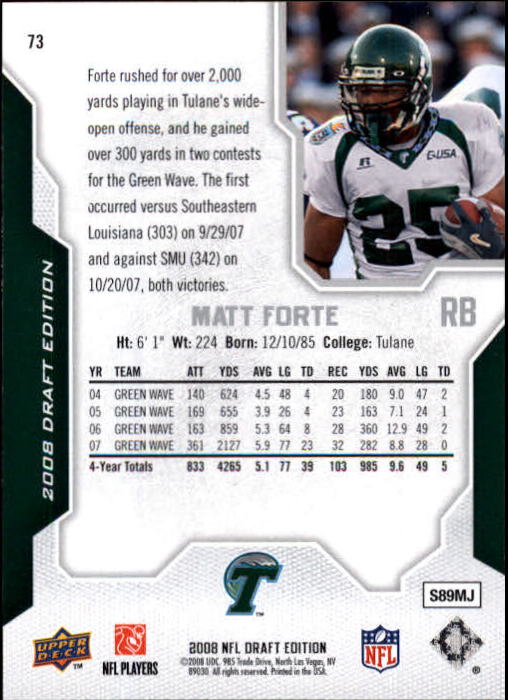 2008 Draft Edition (Upper Deck) Football "Main Set" Cards #1 to #250 - Picture 147 of 385