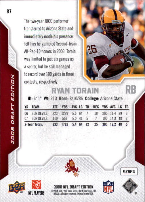 A2041- 2008 Upper Deck Draft Edition FB #s 1-250 -You Pick- 15+ FREE US SHIP - Picture 171 of 481