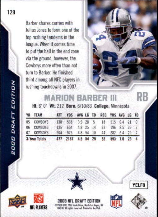 A2041- 2008 Upper Deck Draft Edition FB #s 1-250 -You Pick- 15+ FREE US SHIP - Picture 255 of 481