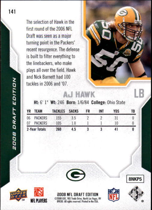 A2041- 2008 Upper Deck Draft Edition FB #s 1-250 -You Pick- 15+ FREE US SHIP - Picture 277 of 481