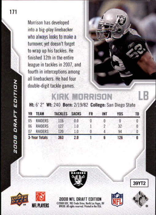 A2041- 2008 Upper Deck Draft Edition FB #s 1-250 -You Pick- 15+ FREE US SHIP - Picture 337 of 481
