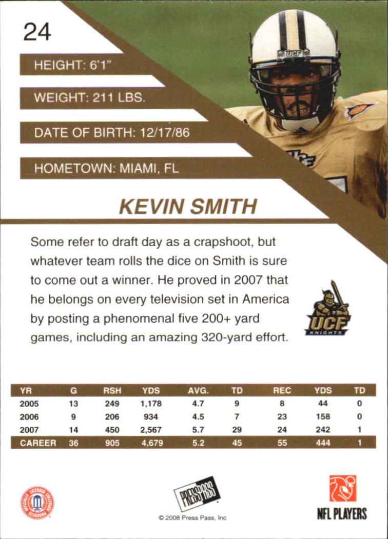 2008 Press Pass SE #24 Kevin Smith back image