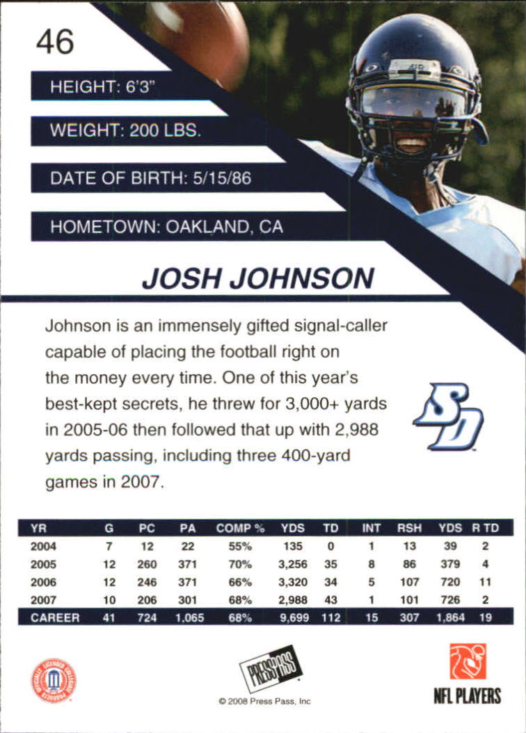 2008 Press Pass SE #46 Josh Johnson back image