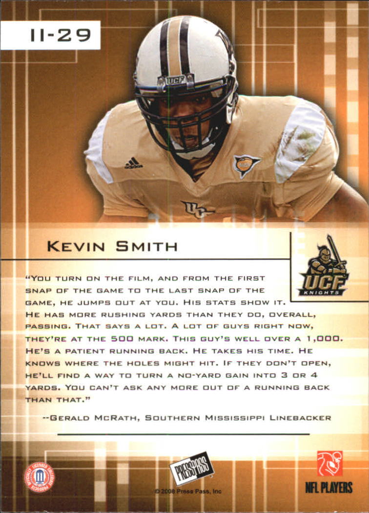 2008 Press Pass SE Insider Insight #29 Kevin Smith back image