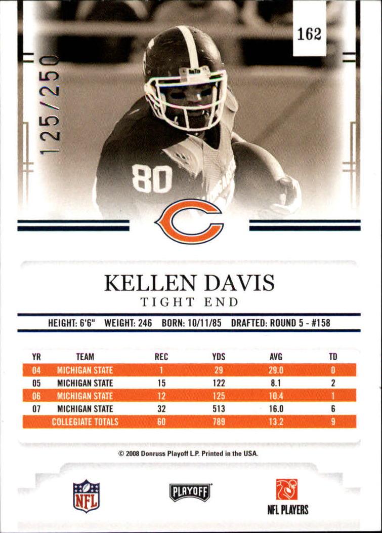 2008 Playoff Prestige Draft Picks Rights Autographs #162 Kellen Davis/250 back image