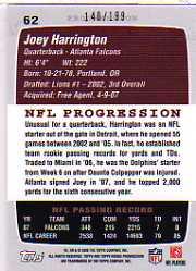 2008 Topps Rookie Progression Gold #62 Joey Harrington back image
