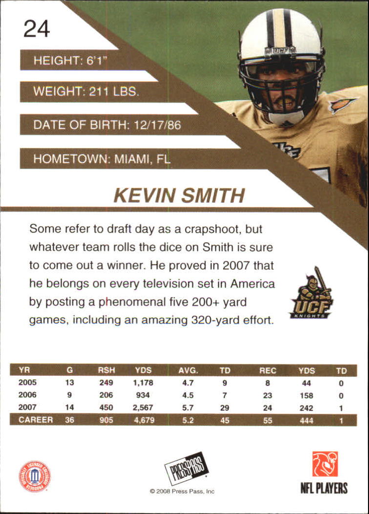 2008 Press Pass SE Gold #24 Kevin Smith back image