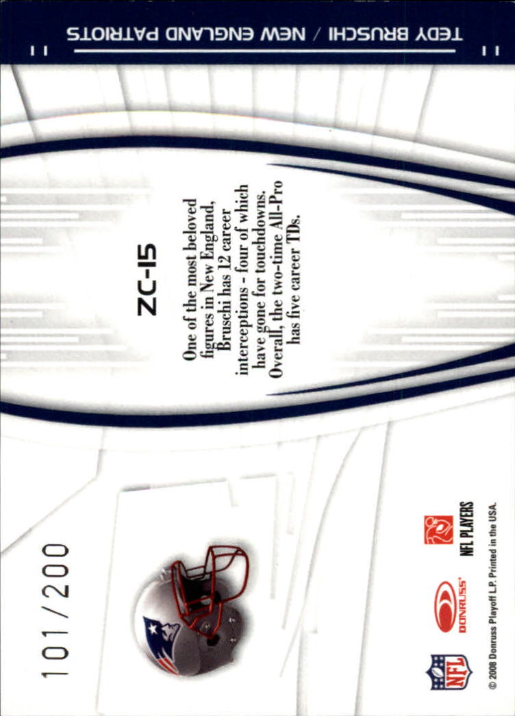2008 Donruss Elite Zoning Commission Red #15 Tedy Bruschi back image