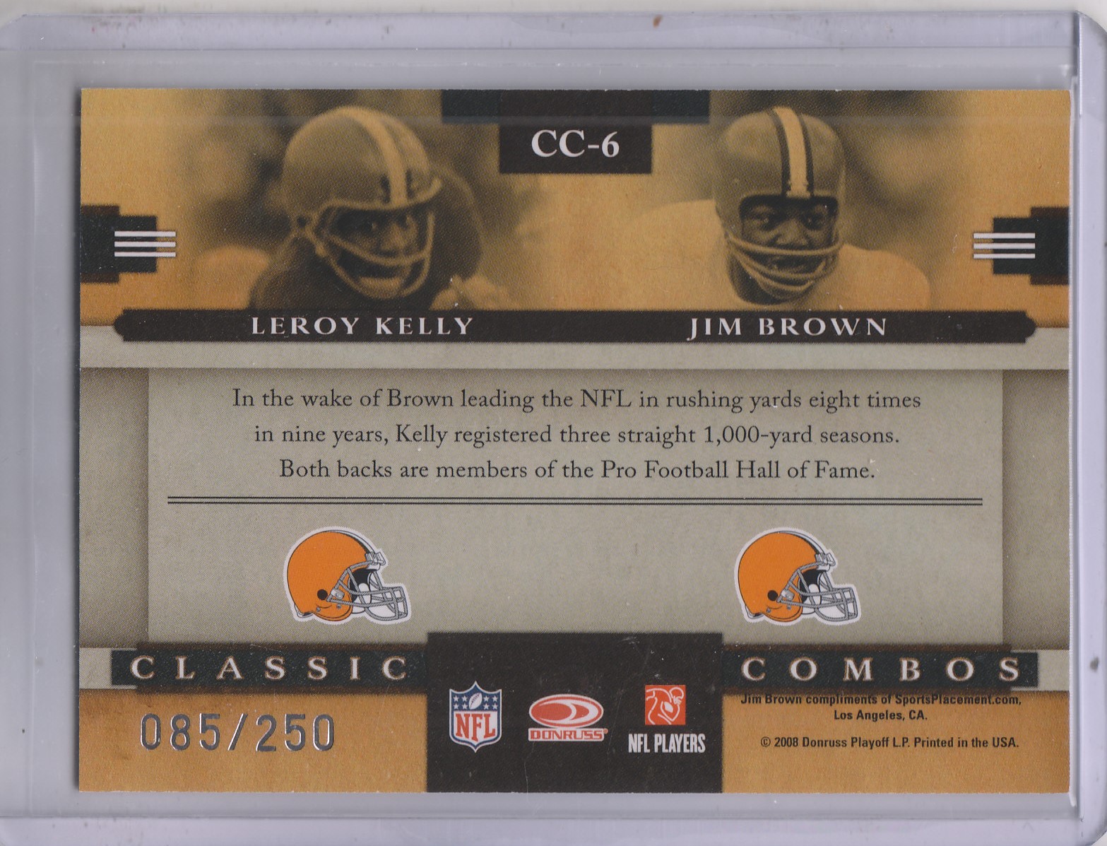 2008 Donruss Classics Classic Combos Silver Holofoil #6 Leroy Kelly/Jim Brown back image
