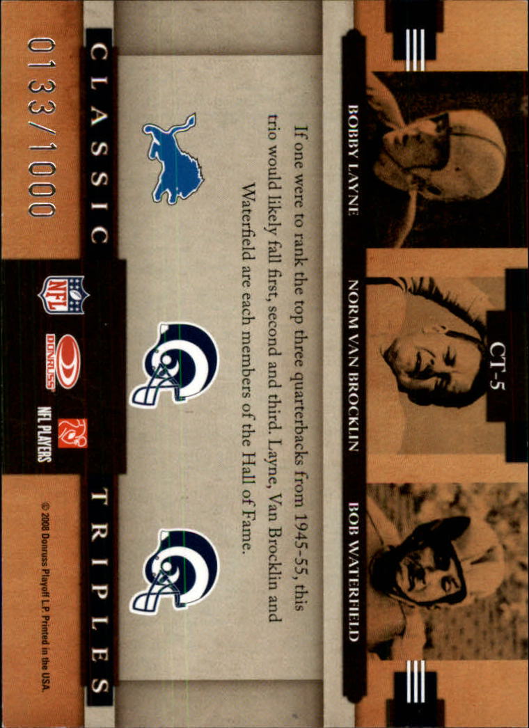 2008 Donruss Classics Classic Triples #5 Layne/Van Brocklin/Waterfield