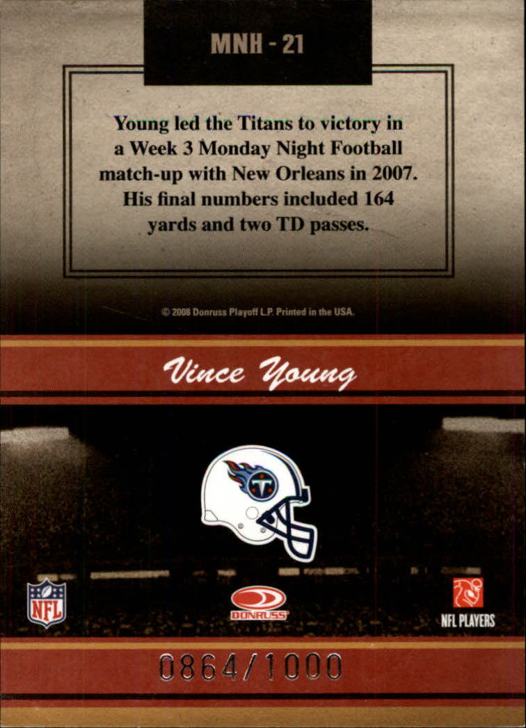 2008 Donruss Classics Monday Night Heroes #21 Vince Young back image
