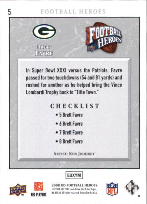 2008 Heroes (Upper Deck) Football "Main Set" Cards #1 to #269 - Picture 11 of 497