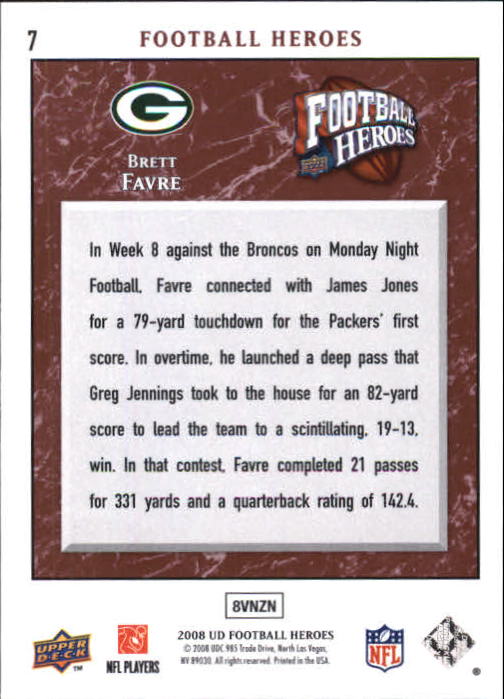 2008 Heroes (Upper Deck) Football "Main Set" Cards #1 to #269 - Picture 15 of 497