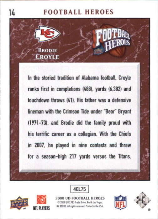 2008 Heroes (Upper Deck) Football "Main Set" Cards #1 to #269 - Picture 27 of 497