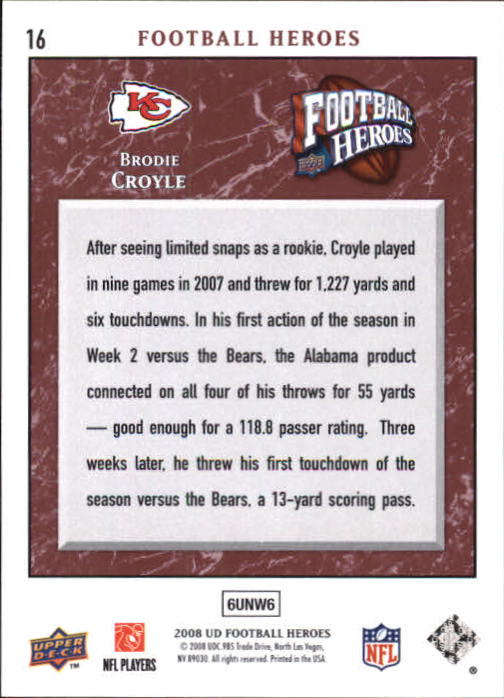 2008 Heroes (Upper Deck) Football "Main Set" Cards #1 to #269 - Picture 31 of 497