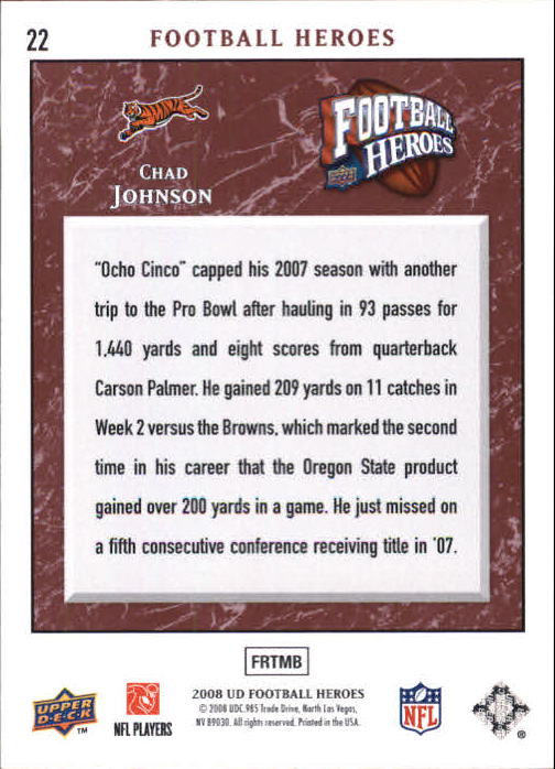 2008 Heroes (Upper Deck) Football "Main Set" Cards #1 to #269 - Picture 43 of 497