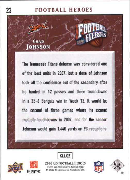 2008 Heroes (Upper Deck) Football "Main Set" Cards #1 to #269 - Picture 45 of 497