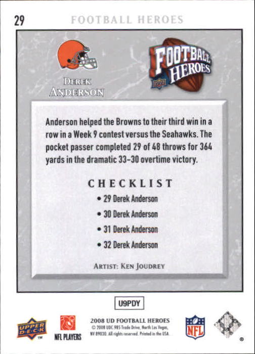 2008 Heroes (Upper Deck) Football "Main Set" Cards #1 to #269 - Picture 57 of 497