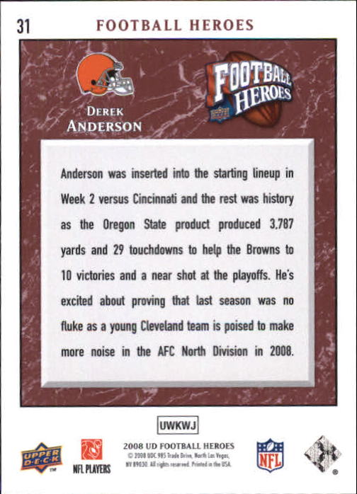 2008 Heroes (Upper Deck) Football "Main Set" Cards #1 to #269 - Picture 61 of 497