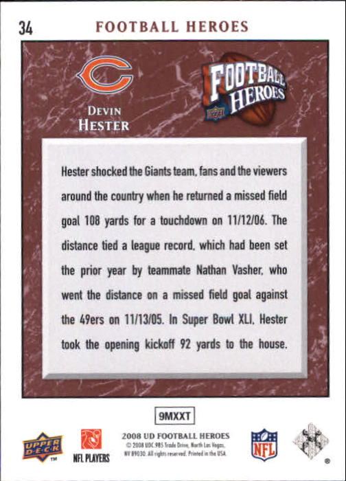 2008 Heroes (Upper Deck) Football "Main Set" Cards #1 to #269 - Picture 67 of 497