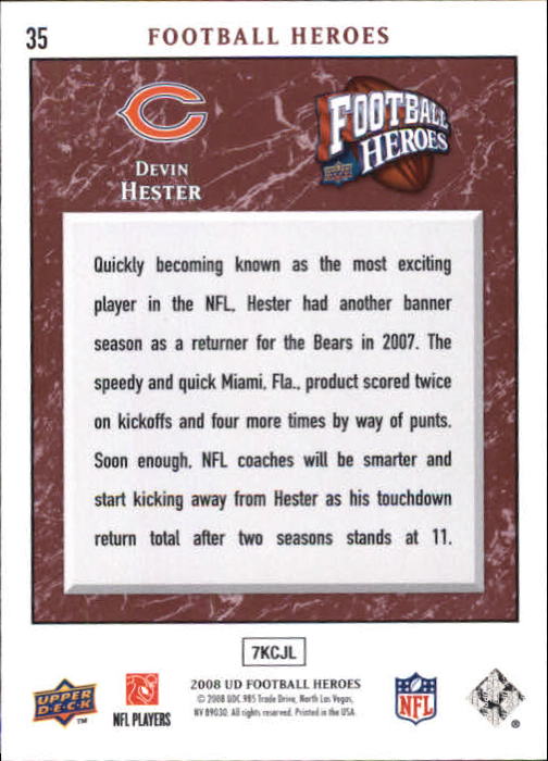 2008 Heroes (Upper Deck) Football "Main Set" Cards #1 to #269 - Picture 69 of 497