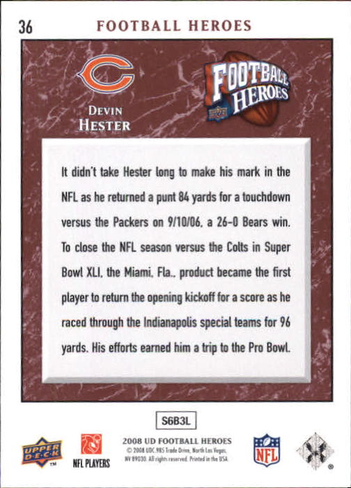 2008 Heroes (Upper Deck) Football "Main Set" Cards #1 to #269 - Picture 71 of 497