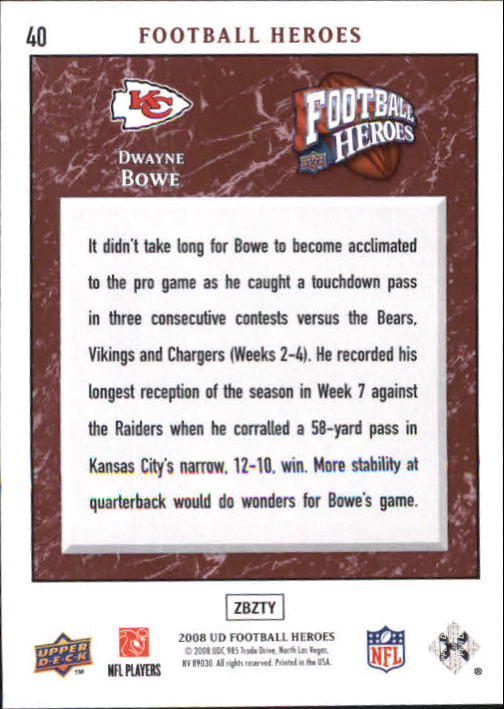 2008 Heroes (Upper Deck) Football "Main Set" Cards #1 to #269 - Picture 79 of 497