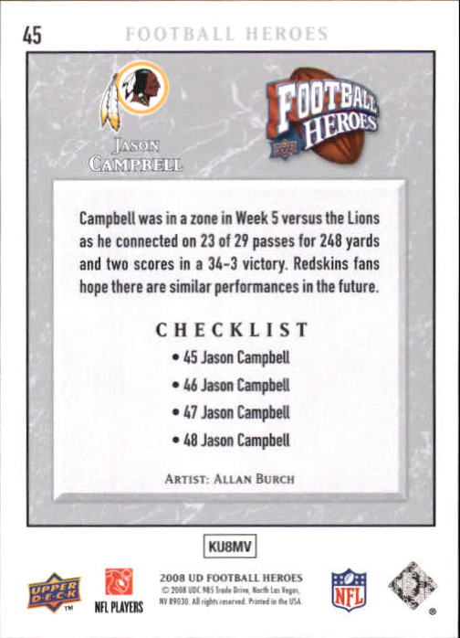 2008 Heroes (Upper Deck) Football "Main Set" Cards #1 to #269 - Picture 87 of 497