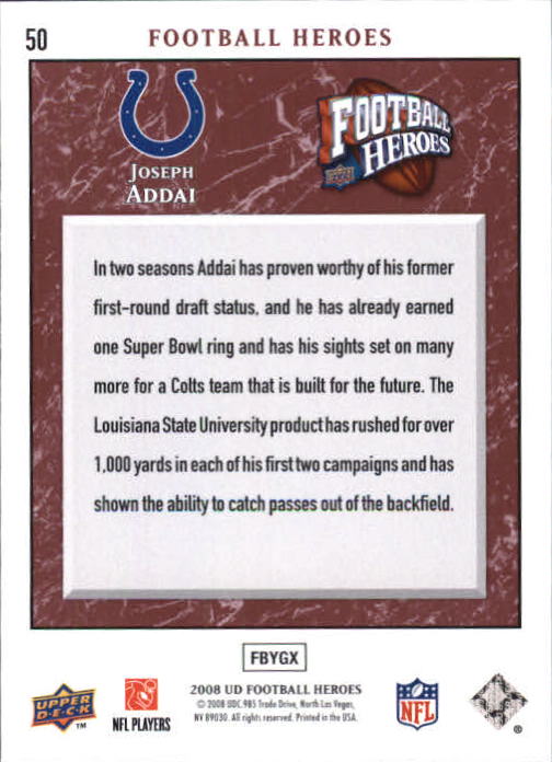 2008 Heroes (Upper Deck) Football "Main Set" Cards #1 to #269 - Picture 97 of 497