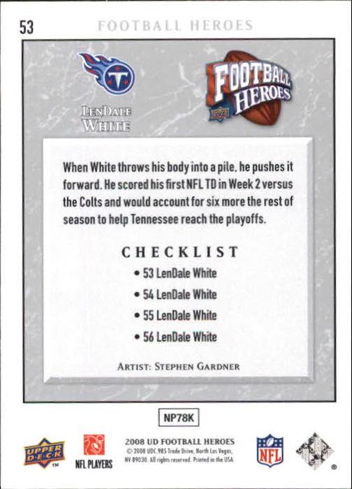 2008 Upper Deck Heroes #53 LenDale White back image