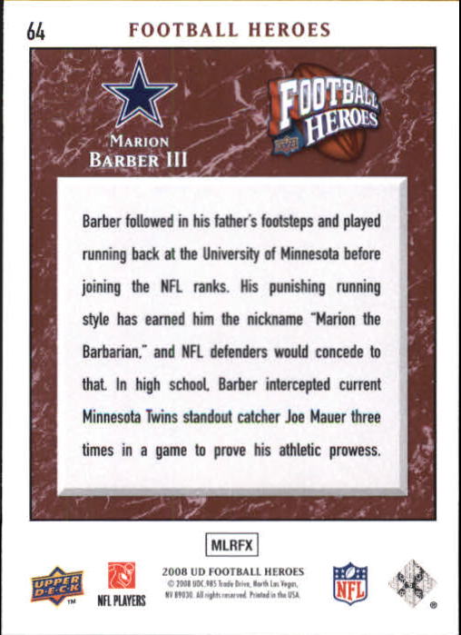 2008 Heroes (Upper Deck) Football "Main Set" Cards #1 to #269 - Picture 125 of 497