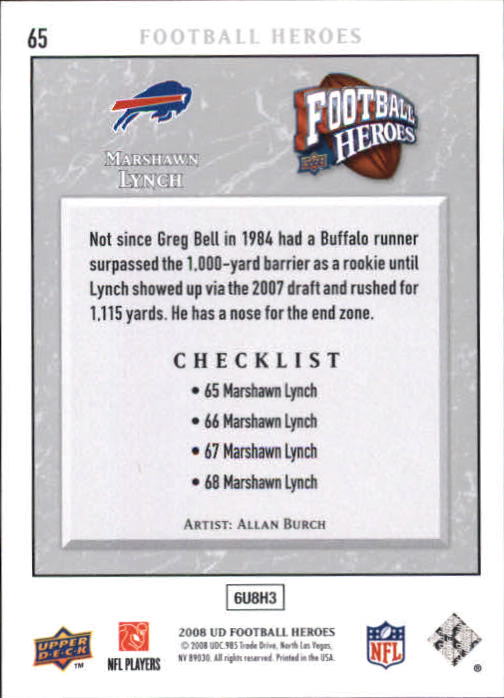 2008 Heroes (Upper Deck) Football "Main Set" Cards #1 to #269 - Picture 127 of 497