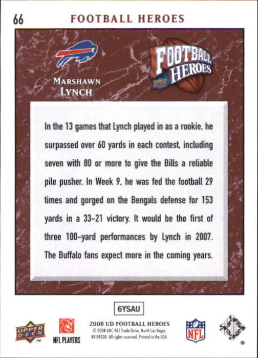 2008 Heroes (Upper Deck) Football "Main Set" Cards #1 to #269 - Picture 129 of 497