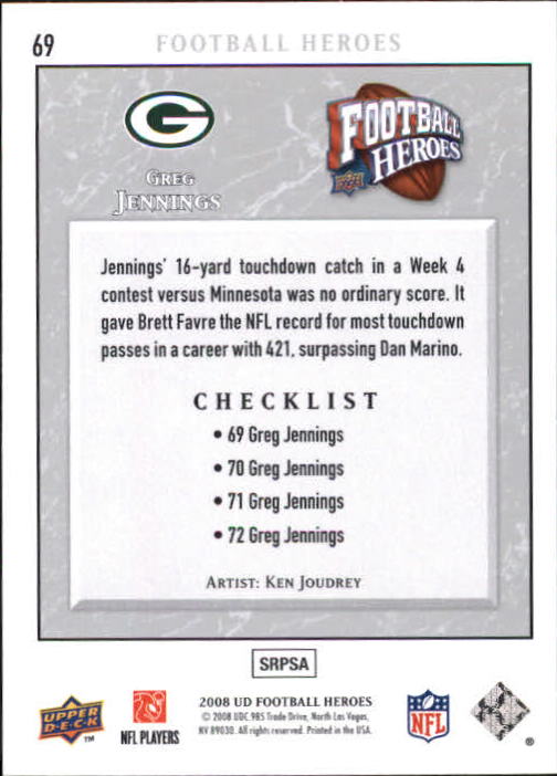 2008 Heroes (Upper Deck) Football "Main Set" Cards #1 to #269 - Picture 135 of 497