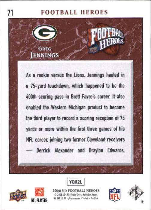 2008 Heroes (Upper Deck) Football "Main Set" Cards #1 to #269 - Picture 139 of 497