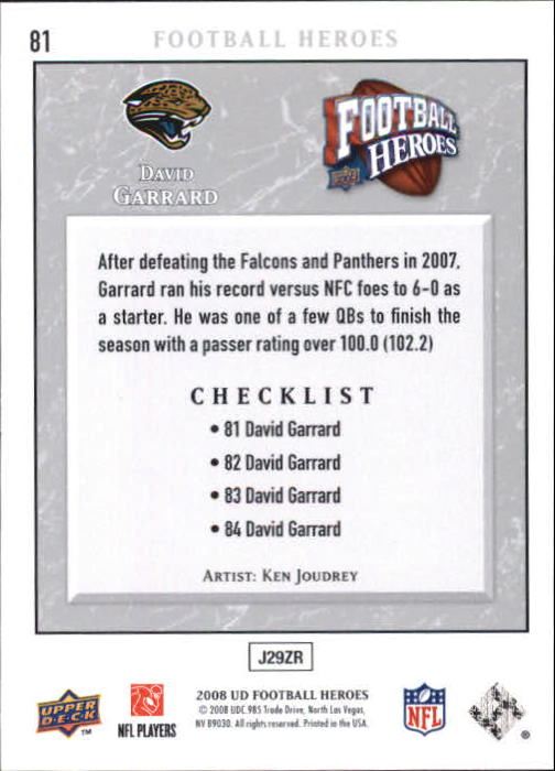 2008 Heroes (Upper Deck) Football "Main Set" Cards #1 to #269 - Picture 159 of 497