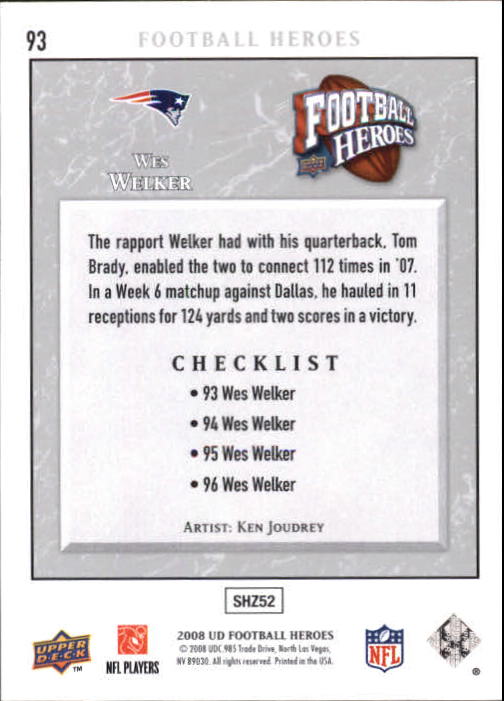 2008 Heroes (Upper Deck) Football "Main Set" Cards #1 to #269 - Picture 177 of 497