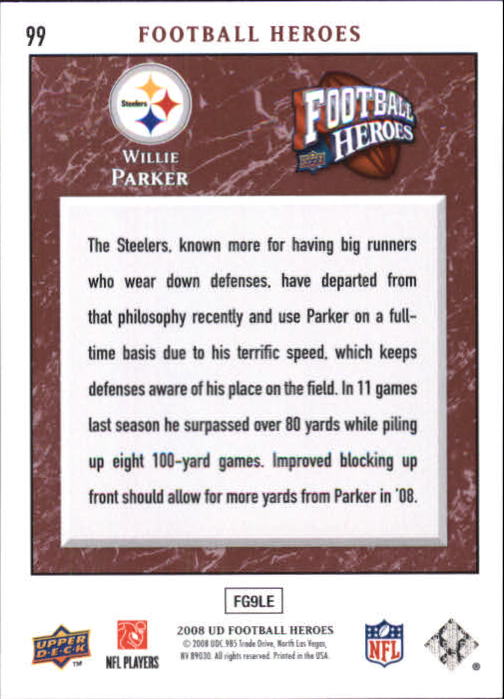 2008 Heroes (Upper Deck) Football "Main Set" Cards #1 to #269 - Picture 189 of 497