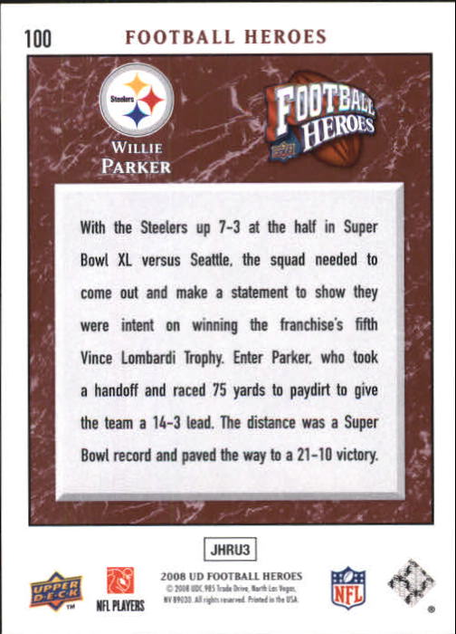 2008 Heroes (Upper Deck) Football "Main Set" Cards #1 to #269 - Picture 191 of 497