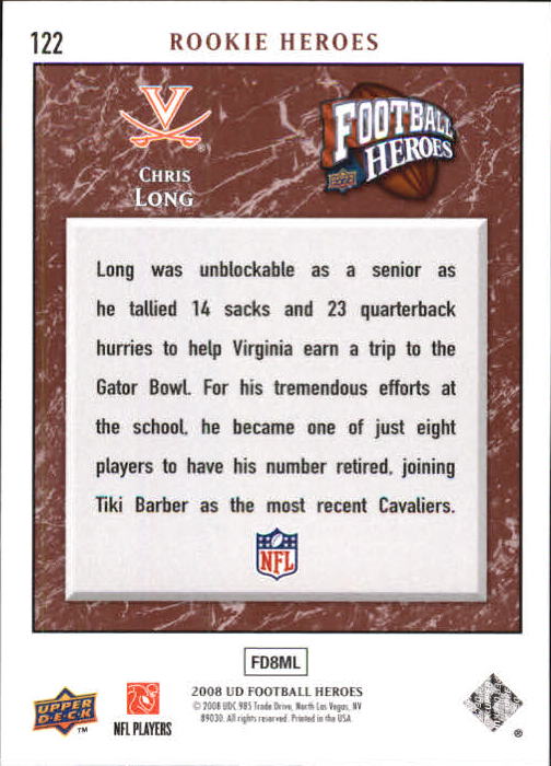 2008 Heroes (Upper Deck) Football "Main Set" Cards #1 to #269 - Picture 235 of 497