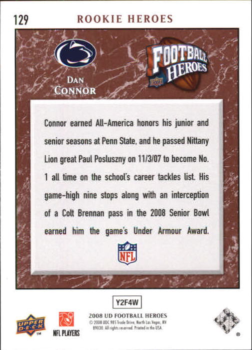 2008 Heroes (Upper Deck) Football "Main Set" Cards #1 to #269 - Picture 249 of 497