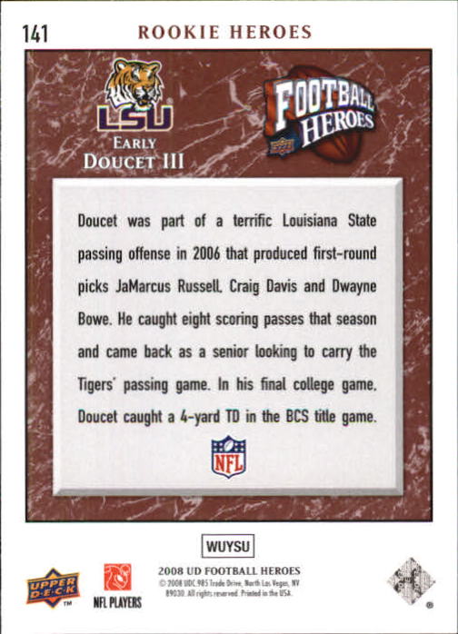 2008 Heroes (Upper Deck) Football "Main Set" Cards #1 to #269 - Picture 273 of 497
