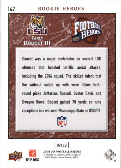 2008 Heroes (Upper Deck) Football "Main Set" Cards #1 to #269 - Picture 275 of 497