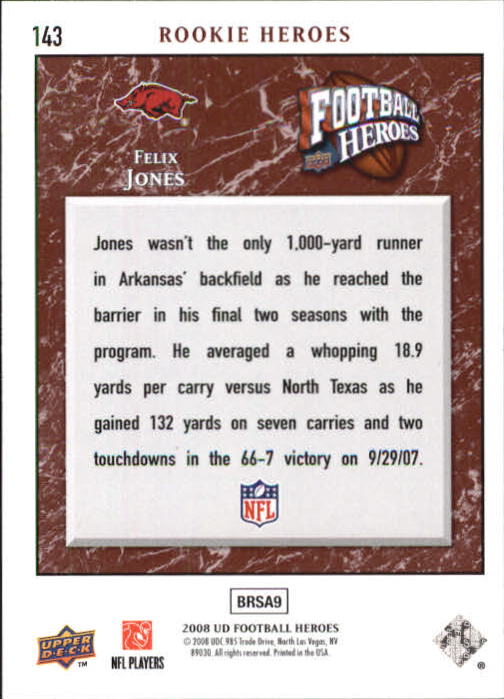 2008 Heroes (Upper Deck) Football "Main Set" Cards #1 to #269 - Picture 277 of 497