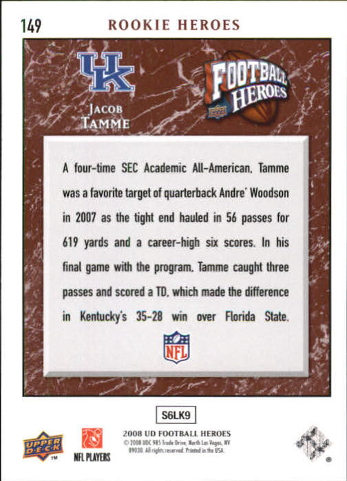 2008 Heroes (Upper Deck) Football "Main Set" Cards #1 to #269 - Picture 289 of 497