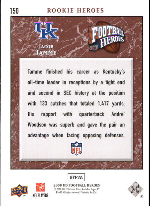 2008 Heroes (Upper Deck) Football "Main Set" Cards #1 to #269 - Picture 291 of 497